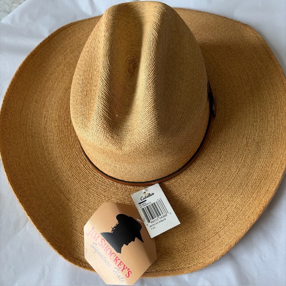 Jim Shockey Signature Natural Straw Western Hat Size 7.5